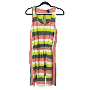 Patagonia Striped Dress Sleeveless Organic Cotton Above the Knee Women's L